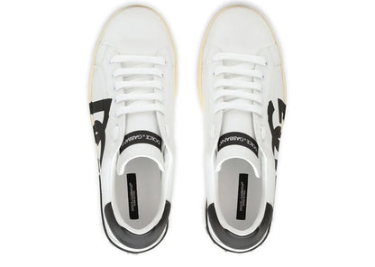 Dolce & Gabbana Calfskin Nappa Portofino DG Logo Print Sneaker Black/White/Vintage White