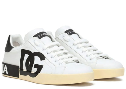 Dolce & Gabbana Calfskin Nappa Portofino DG Logo Print Sneaker Black/White/Vintage White