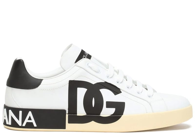 Dolce & Gabbana Calfskin Nappa Portofino DG Logo Print Sneaker Black/White/Vintage White