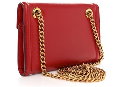 Dolce & Gabbana Leather Devotion Logo Plaque Shoulder Bag Red (No Box)