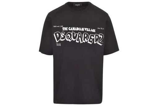 Dsquared2 Skater Fit Canadian Village Logo Tee Black