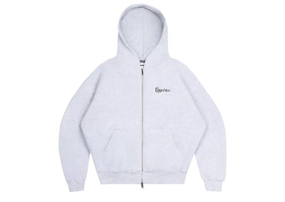Episodes Tag Zip-Up Hoodie Light Grey