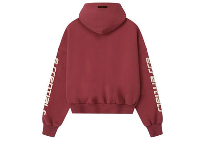 Fear of God Essentials Cropped Relaxed Hoodie Crimson