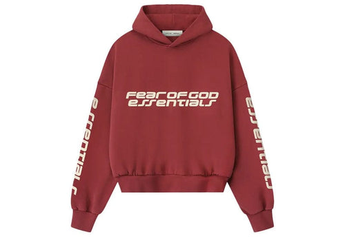 Fear of God Essentials Cropped Relaxed Hoodie Crimson