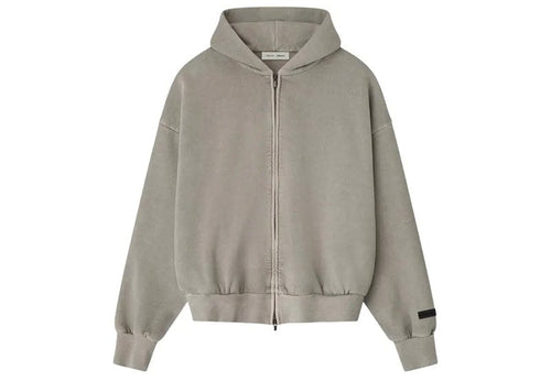 Fear of God Essentials Embroidered Classic Full Zip Hoodie Smoke Grey