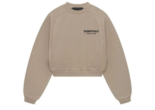 Fear of God Essentials Women's Fleece Cropped Crewneck Desert Sand