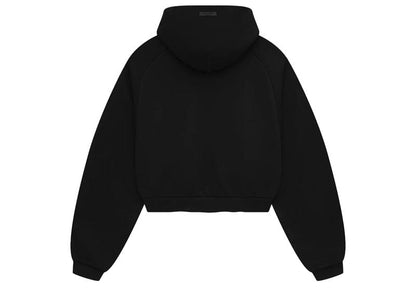 Fear of God Essentials Women's Fleece Cropped Heavy Hoodie (FW24) Black