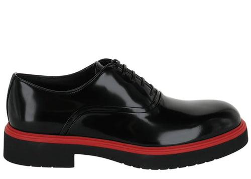 Ferragamo Fiorino Leather Derby Loafers Black