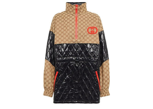Gucci Canvas And Nylon Zip Jacket Beige