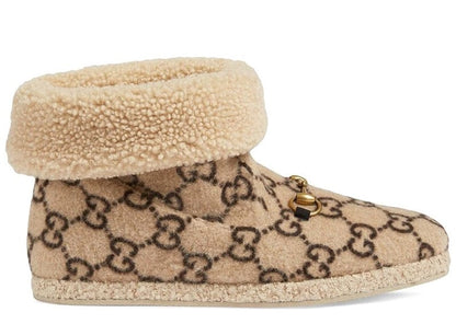 GUCCI Covered Wool GG Monogram Fria Horsebit Ankle Boots