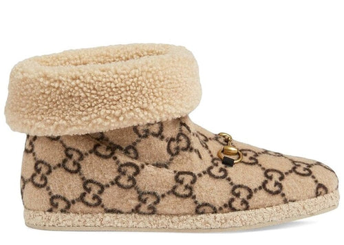 GUCCI Covered Wool GG Monogram Fria Horsebit Ankle Boots