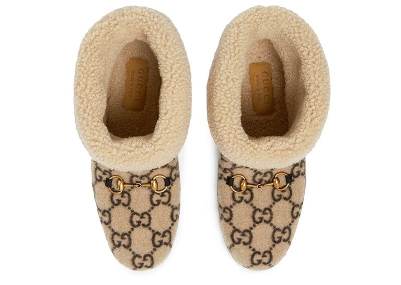 GUCCI Covered Wool GG Monogram Fria Horsebit Ankle Boots