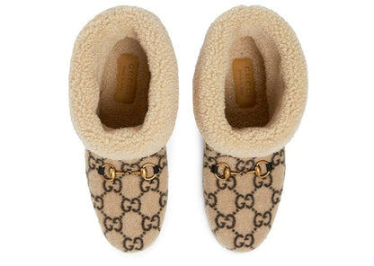 GUCCI Covered Wool GG Monogram Fria Horsebit Ankle Boots