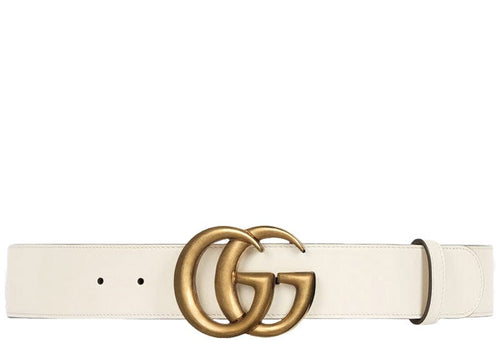 Gucci GG Marmont Buckle Leather Belt White