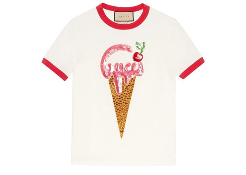 Gucci Ice Cream Cotton Jersey T-Shirt Ivory