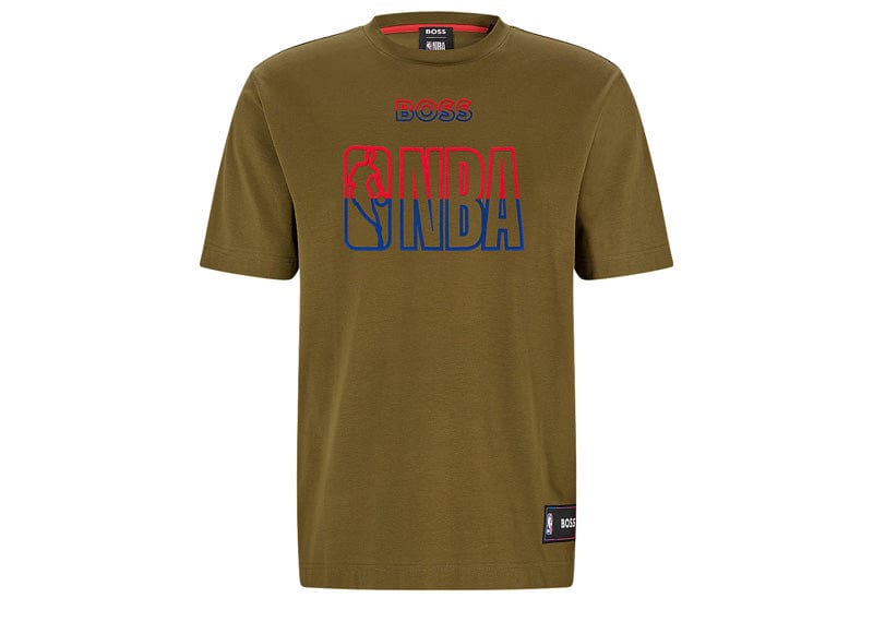 HUGO BOSS Boss Men's Open Green X Nba Embroidered Stretch-cotton T-shirt