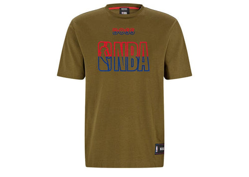 HUGO BOSS Boss Men's Open Green X Nba Embroidered Stretch-cotton T-shirt
