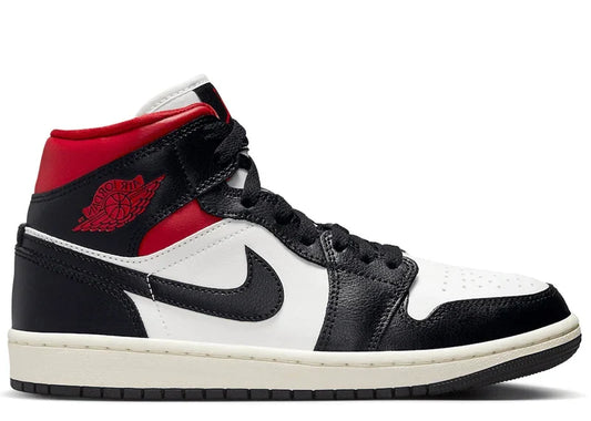 Air Jordan 1 Mid Black Sail Gym Red (W)