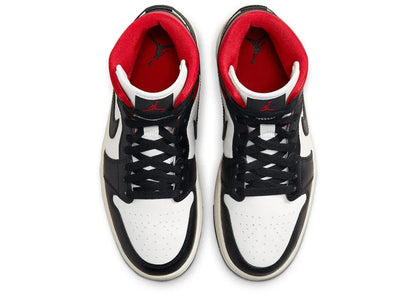 Air Jordan 1 Mid Black Sail Gym Red (W)
