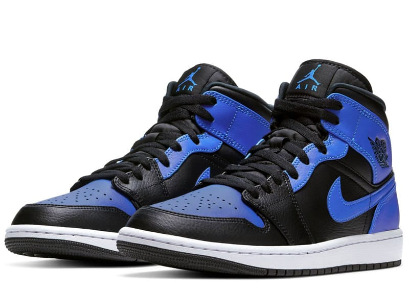 Jordan 1 Mid Black Royal Tumbled Leather