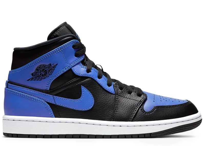Jordan 1 Mid Black Royal Tumbled Leather
