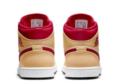 Jordan 1 Mid Light Curry Cardinal