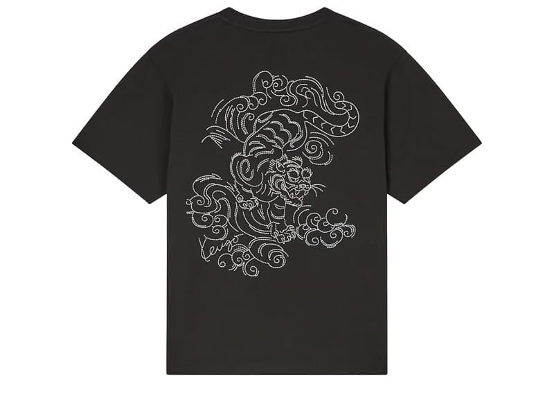 Kenzo Gots Star Tiger Embroidered Oversized Tee Black