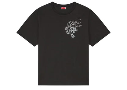 Kenzo Gots Star Tiger Embroidered Oversized Tee Black