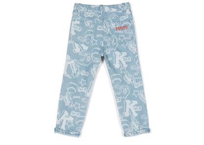 Kenzo Kids Graphic Print Straight Leg Jeans