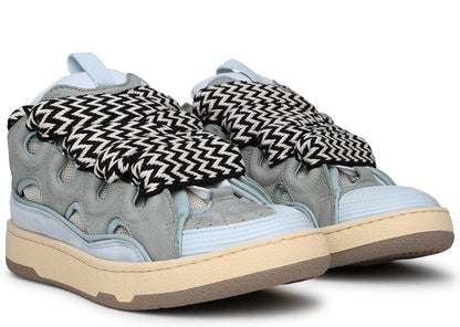 Lanvin Leather Curb Sneaker Pale Blue