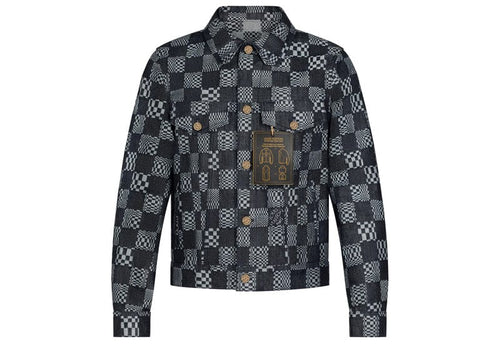 Louis Vuitton Distorted Damier Denim Jacket Cotton Denim Navy