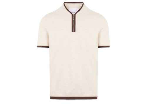 Manière De Voir Clement Crewneck Zip Polo Shirt Cream