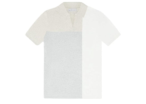 Manière De Voir Colour Block Knit Revere Polo Shirt Beige/Grey