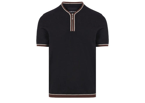 Manière De Voir Crewneck Zip Polo Shirt Black