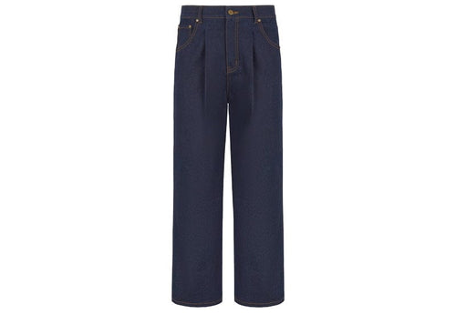 Manière De Voir Pleated Denim Jeans Indigo
