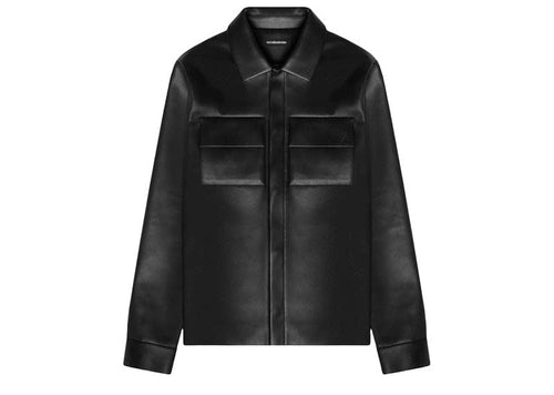 Manière De Voir Vegan Leather Shirt Jacket Black