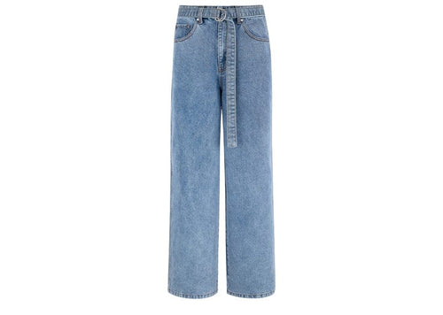 Manière de Voir Wide Leg Belted Jeans Blue Wash