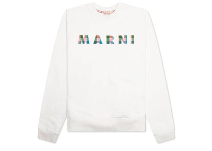 Marni Gingham Logo Sweatshirt Natural White