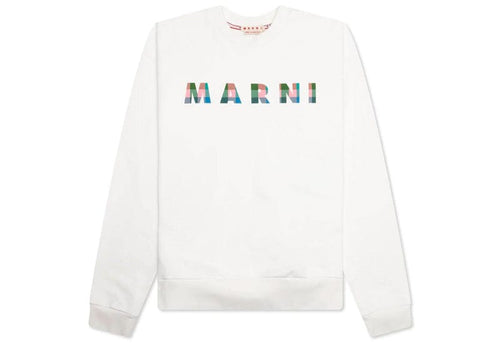 Marni Gingham Logo Sweatshirt Natural White