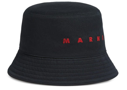 Marni Logo Embroidered Bucket Hat Black