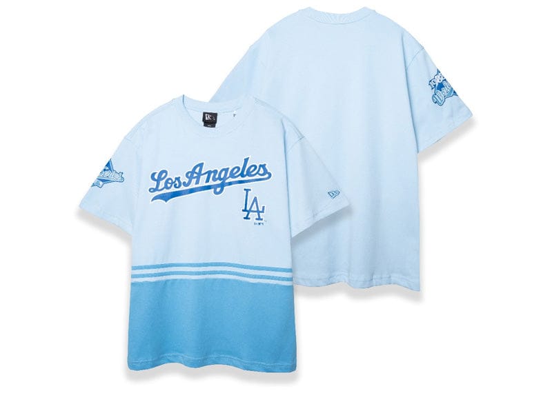 Los Angeles Dodgers World Series Center Front Oversized Pastel Blue T-Shirt