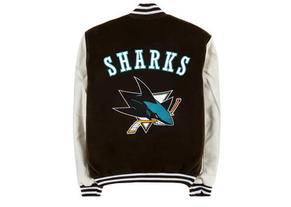 San Jose Sharks Reversible Letterman Lifestyle Brown/White