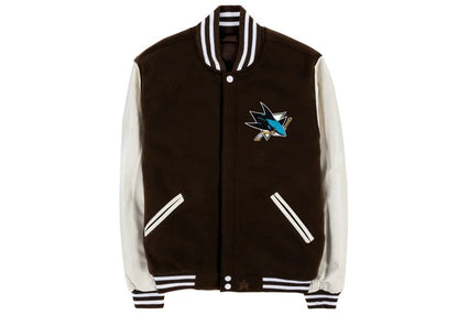 San Jose Sharks Reversible Letterman Lifestyle Brown/White