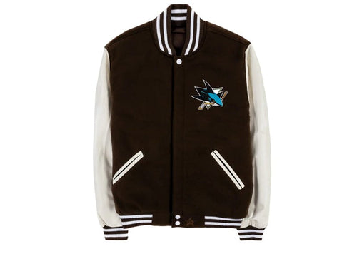 San Jose Sharks Reversible Letterman Lifestyle Brown/White
