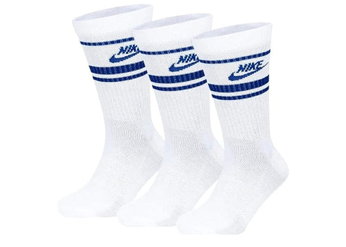 Nike Essential Crew Socks White Blue (3 pairs)