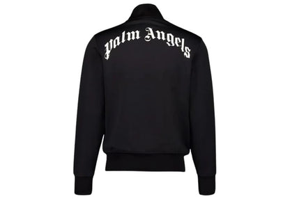 Palm Angels Back Curved Logo Print Zip-Up Track Jacket Vintage Black