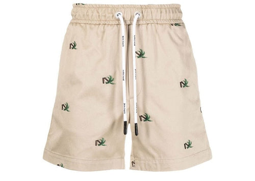 Palm Angels Broken Palm Shorts Beige Green