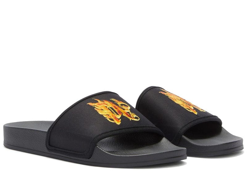Palm Angels Monogram Pool Sliders Black