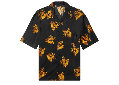 Palm Angels Burning Monogram Shirt Black/Gold