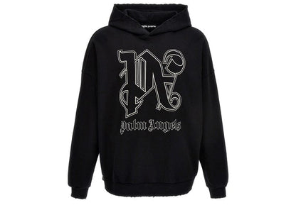 Palm Angels Monogram Statement Logo Hoodie Black